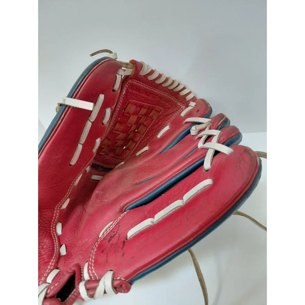 Rawlings 11.5 Inch Baseball Glove Red Blue All Leather Shell P115BUSA Basket RHT